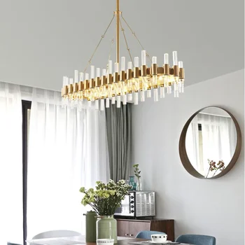 Led Лампа Подвесная полилей Модерна луксозна правоъгълна дизайнерски модел стая, ресторант, хотел, търговски