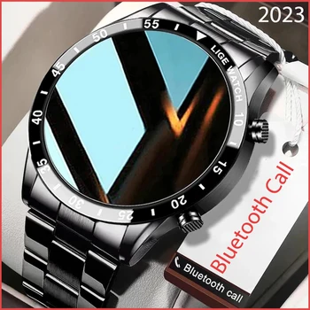 LIGE Луксозни часовници с метална каишка за мъже, умни часовници, Bluetooth гривна за повикване, спортни IP68, водоустойчив, умни часовници за Android и iOS + кутия