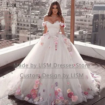 LISM Princess Бална рокля с драпировкой във формата на сърце трапецовидна форма с открити рамене, апликация с Дължина до пода, вечерна рокля за абитуриентски бал, сватба рокля, рокли