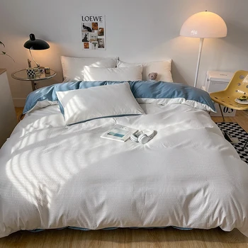 MissDeer Waffler Комплекти спално бельо Одноразмерного Син Цвят, Спално Бельо Queen/King Size