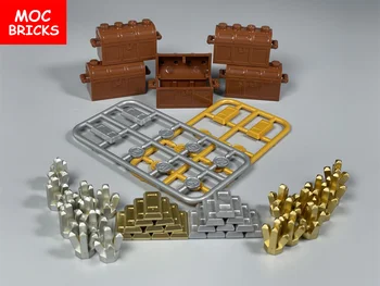 MOC Bricks Ковчег със съкровища Пари Златна монета Скъпоценен камък Строителни Блокове Уроци, Събрани детайли Играчки за детски подарък