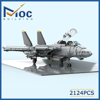 MOC блок, известния модел на изтребител F-14D, военна техника, тухли, Аэрокрафт, направи си сам, колекция от играчки, празнични подаръци