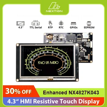 Nextion Усъвършенстван NX4827K043 - Универсален 4.3-инчов вграден RTC 480 *272 / Увеличена капацитет светкавица / По-бърз сензорен дисплей HMI с часове, MCU
