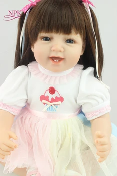 NPK 55 см сладка усмивка Bebes Кукла Реборн Мека Силиконова Играчка За Момчета и Момичета Reborn Baby Doll Подарък за Деца bonecas преродения