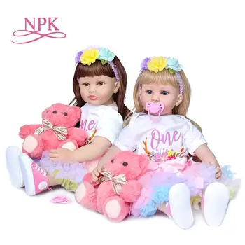 NPK 60 см възстановената кукла за деца красива принцеса момиче с дълга коса са подбрани играчка кукла Коледен подарък благородна кукла