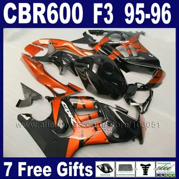 OEM Обичай комплект мотоциклетни обтекателей за Honda CBR600 F3 1995 1996 CBR600F CBR600F3 96 95 оранжево, черно ABS обтекател на тялото и резервоар