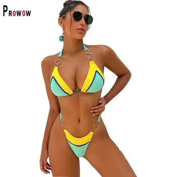 Prowow, секси жена комплект бикини с модерен принтом, отделни дрехи за плуване, лятна плажно облекло, бански костюми