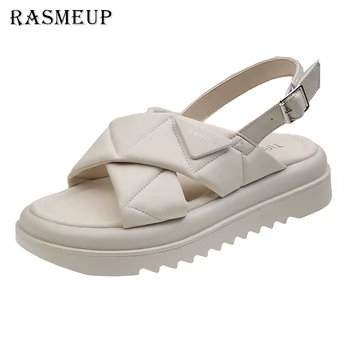 RASMEUP/2023; Летни дамски Сандали; Дамски обувки на танкетке и платформа с отворени пръсти; Ежедневни обувки на дебела подметка; Модни Сандали Мартенс