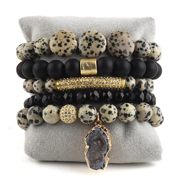 RH Модни бижута в бохемски стил, аксесоар от камъни, перли и кристал, чар, 5 бр. комплект гривни за жени, подарък
