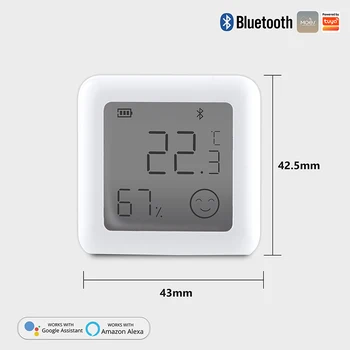 Sasha Bluetooth е съвместим с Thermomter, интелигентен сензор за температура и влажност на въздуха, LCD екран, безжичен влагомер, дистанционно управление на Алекса