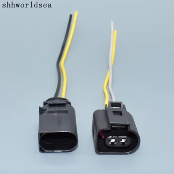 shhworldsea 2-пинов 3,5 мм автоматично конектор кабели кабели с щепсел електрически клаксона 1J0973722 1717692-1 8D0973822 за VW Audi с тел