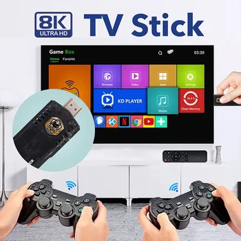 Smart TV Stick Android 11 Игрова конзола 4K 10000 Game X8 Оригиналната двойна система за Android TV Box с WiFi ретро видео игра