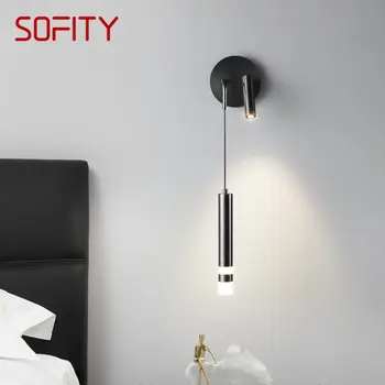 SOFITY Модерен Черен Мед нощни LED лампа Simply Creative Месинг, с монтиран на стената лампа за дома, хол, спалня