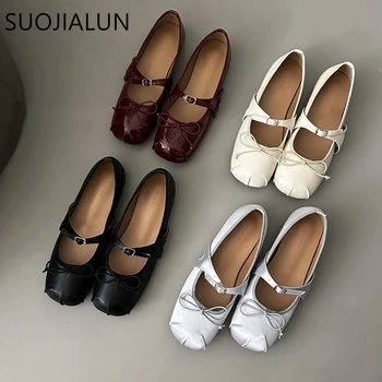SUOJIALUN/ новост 2023 г.; марка дамски обувки на равна подметка; модни дамски балет апартаменти без обков с кръгла пръсти; мека ежедневни обувки Mary Jane върху плоска подметка;