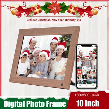 Tomfoto 10-Инчов WiFi Цифрова Фоторамка Smart Digital Picture Frame 1280*800 IPS Сензорен Екран с 16 GB Автоматично Завъртане Коледен Подарък