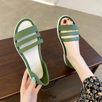 TUINANLE / дамски летни сандали на равна подметка, нови желейные плажни сандали, удобни ежедневни обувки, дамски чехли без закопчалка, 5 цвята