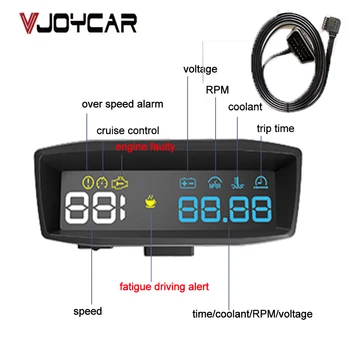 Vjoycar Лидер на продажбите, OBD2 дисплей, проекторът на предното стъкло, HUD Измерване на скоростта, мини-сензор, цифров Датчик за оборотите на охлаждащата течност, аларма за неизправност на двигателя за автомобили