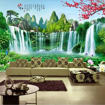 wellyu Потребителски тапети 3D тапети пейзаж водопад в китайски стил фотообои пейзаж живопис течаща вода фонови картинки