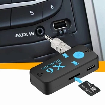 X6 Bluetooth Предавател Aux Usb Авто Музикален Приемник За Възпроизвеждане на Музика Адаптер 5,0 мм Bluetooth Адаптер MP3 Музикален Адаптер За авто Плейър