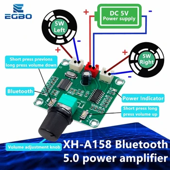 XH-A158 ultra clear Bluetooth 5,0 такса усилвател на мощност pam8403 ниска мощност САМ такса безжичен усилвател говорител 5 W * 2