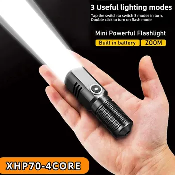XHP70 led фенерче Преносим USB Фенерче за зареждане на Къмпинг 3 режима на осветление Лампа EDC Light мини фенерче с възможност за мащабиране