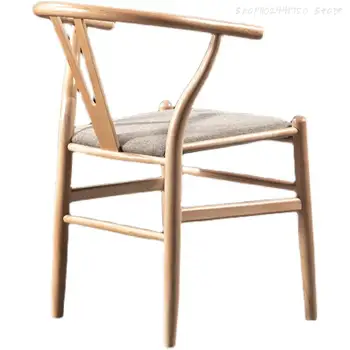 Y Стол от масивно дърво скандинавски прост модерен стол за хранене Случайни Облегалка Облегалка за Домашно дървен стол от ратан за обучение в китайски стил