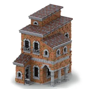 Авторизованная MOC Модел на структура на средновековния уличен пейзаж, модулна сграда в средновековна тематика, строителни блокове, набор от детски играчки (5100 бр.)