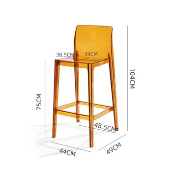 Акрилен прозрачен Бар стол, Домашен стол интернет-знаменитост, модерен Прост стол, бар стол от пластмаса и кристал Nordic Wind