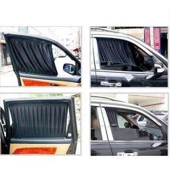 Аксесоари UV 2 бр. комплект Универсални Авто Регулируема ван suv VIP Завеса на Прозореца Анти-UV сенника на Колата черен