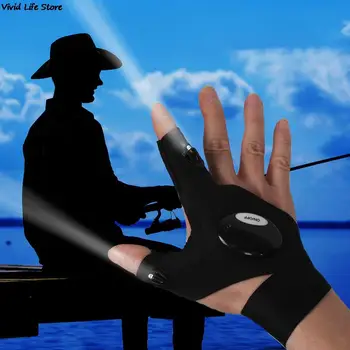 Акумулаторна ръкавици с фенерче и Ръкавици без пръсти с led фенерче лека нощ Непромокаеми Ръкавици за риболов, Практични и Ръкавици за колоездене
