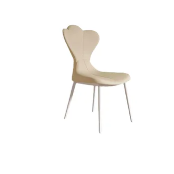 Битова трапезария стол на скандинавския дизайнерски, модерен минималистичен маса, облегалка на стола от бяла кожа