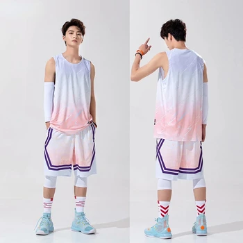 Бързосъхнеща дишаща баскетболно майк за момчета, младежка спортна риза с къси панталони, Новият мъжки баскетболен форма, с наклон по индивидуална заявка