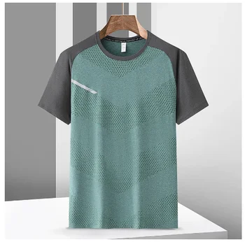  Бързосъхнеща мъжка тениска с къс ръкав, лятна нова спортна дишаща тениска за фитнес, мъжки блузи, тениски 