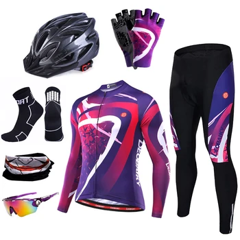 Велосипедна дрехи, мъжки комплекти за колоезденето Pro Team, Мек Пътен Планинско колоездене, Джърси, комплект с дълъг ръкав, Лятна дишаща Бързосъхнеща спортно облекло