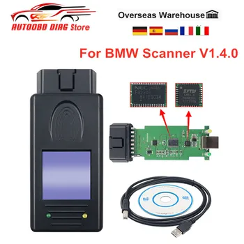 Версия за отключване на скенер BMW V1.4.0 OBDII USB диагностичен интерфейс за скенер на BMW 1.4.0 с инструмент за автоматично диагностициране на FTDI
