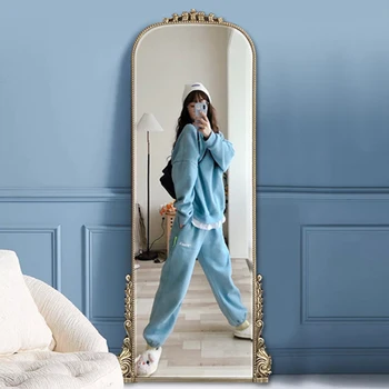 Винтажное огледало за спалня в цял ръст, Огледало в корейски стил, Златна дълго монтиране на украса Specchio Grande Da Terra