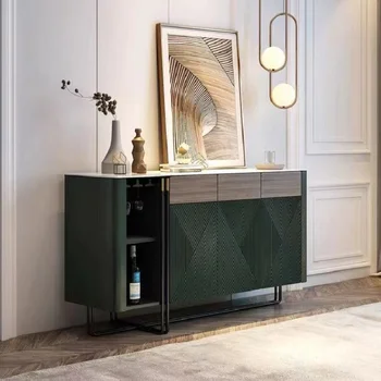 Висококачествен италиански сервант от светло луксозен шисти, вино кабинет, модерен минималистичен шкаф за сядане на верандата