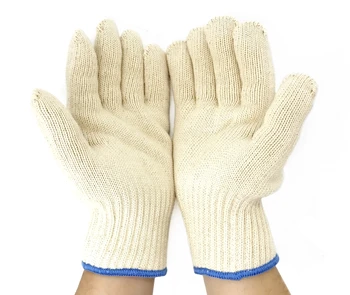 Висококачествени дебели двойна памук 500 Градуса по Целзий, супер топлоустойчиви ръкавици Срещу изгаряния, жаропрочные ръкавици за кухня, бял