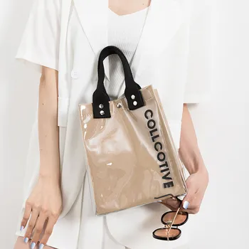 Висококачествени крафт хартиени Торбички за жени, дамски чанти от PVC 2021, Нови Ежедневни Прозрачни Водоустойчива Чанта през рамо