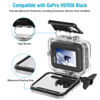 Водоустойчив калъф Go Pro Hero 8 Водоустойчив черен калъф за гмуркане за GoPro8 60 м Корпус Аксесоари за подводни екшън-камера
