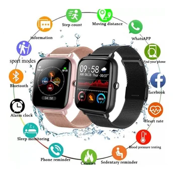 Водоустойчив смарт часовници P6 Life, монитор на сърдечната честота, дамски и мъжки smart-часовници, полносенсорный фитнес-крачкомер за Apple Huawei, Xiaomi