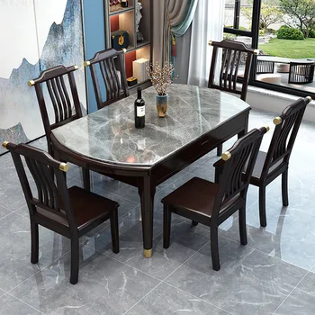 Водоустойчив черен маса за хранене в съвременната хол, дизайн трапезария маса с неправилна форма, луксозната обстановка в скандинавски стил Mesas De Comedor