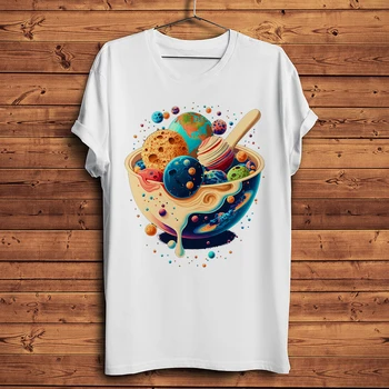 вселена, Млечен Път, планетата, на Люспи, забавна тениска с гиком, мъжки ежедневни тениска с къс ръкав, унисекс, градинска тениска без етикети