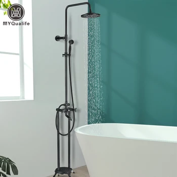 Външен смесител за вана, отделно стоящ смесител за душ Clawfoot, с ръчен душ, 8 