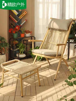 Гореща продажба ротанговый стол с един натурален подлакътник от настоящето ратан, сплетен стол от ратан, стол за почивка на балкона, диван, малка облегалка на стола