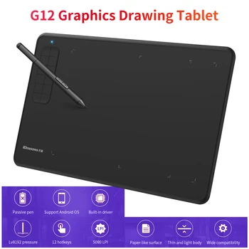 графичен Таблет за рисуване 10moons G12 9,45x6 инча с писалка, без батерия, съвместима с Windows и Android OTG за рисуване