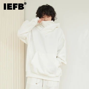 Групови дизайнерски блузи IEFB, късо палто за мъже и жени, еднакви тъмни в корейски стил, с високо воротом, с качулка, свободни плюшени и дебели пуловери 9C808