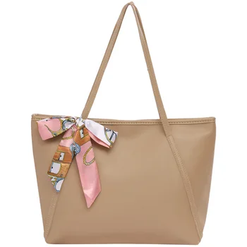 Дамска чанта-тоут от изкуствена кожа, голяма чанта през рамо, чанти с цип голям капацитет, модни обикновен женски бели торбички за пазаруване