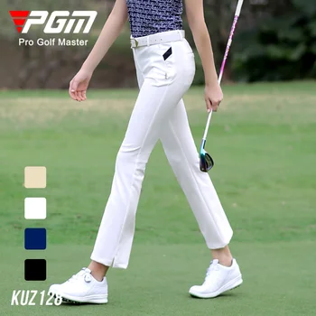 Дамски летни панталони за голф PGM, водоустойчив еластичен разкроена панталони, дишащи скъсяване на глезена, тънки еластични разкроена панталони KUZ128