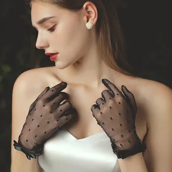 Дамски Летни тънки Мрежести марля Ръкавици, Дамски Прозрачни Сватбени Къси Ръкавици за Булката, Сексуална Тънки Ръкавици-Ръкавици без пръсти